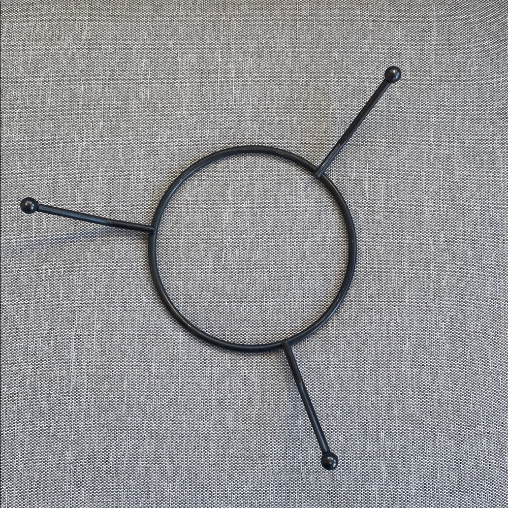 Roselane  mid-century modern Aqua Marine 14” aqua Bowl Wrought Iron Stand - Picture 8 of 9